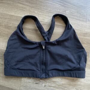 Athleta Ultimate Impact Sports Bra Sz XL Black Racerback Front Zip